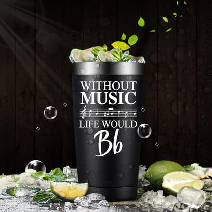 Fufandi Music Lover Gifts for Men Male, Him, Music Teacher Gift - Gifts for Musical Lovers, Musician Tumbler Gift - Tumbler Cup 20oz - color: Music Life Black