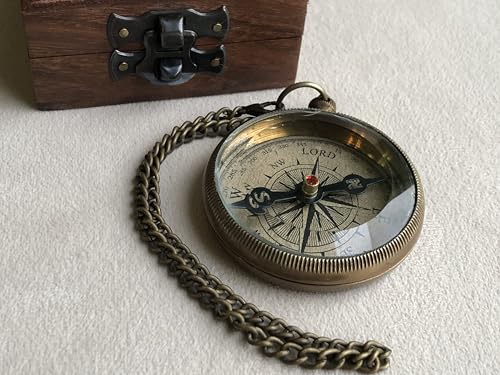God is My Guide Brass Compass Gift with Display Box - Engraved Scripture Prayer Compass Religious Gift for Men & Women - Baptism, Confirmation, Communion Compass for Boys Graduation Gift (Aged Brass)