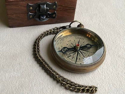 God is My Guide Brass Compass Gift with Display Box - Engraved Scripture Prayer Compass Religious Gift for Men & Women - Baptism, Confirmation, Communion Compass for Boys Graduation Gift (Aged Brass)