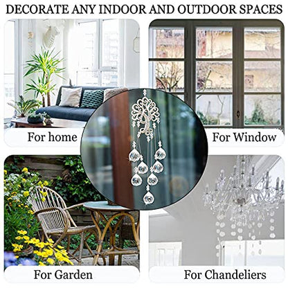 H&D HYALINE & DORA Garden Hanging Crystal Suncatchers Rainbow Makers with Crystal Ball Prisms and Metal Tree of Life for Garden Outdoor Home Kids Room Window - color: Clear Crystal Ball-long Chain