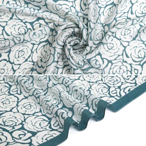STARWHISPER 27" Square Head Scarf for Women Silk Feeling Satin Scarf Women Fashion Silk Scarf for Wrapping Hair - color: Rose World3