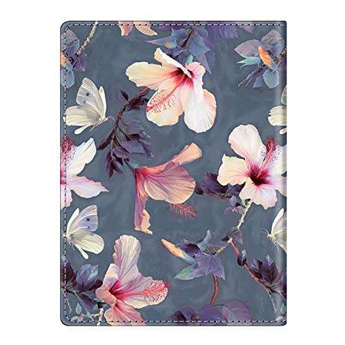 FINTIE Passport Holder, Slim Travel Wallet RFID Blocking Card Case Cover - color: blooming hibiscus