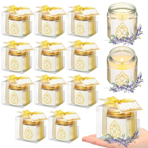 Hoolerry 12 Pcs Eid Mubarak Candles Gifts Bulk Eid Al Adha Party Favors for Women Mubarak Scented Soy Candles Lavender Mini Muslim Islamic Gifts Thank You Glass Jar Islamic Festival Party Favors