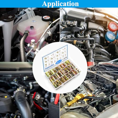 132Pcs 6-25mm Spring Band Hose Clamps Kit,15 Sizes Spring Pipe Clamps,Low Pressure Air Clip Strap Clamp for Silicone Vacuum Hose Clamp Fuel Line Clamps - color: Gold-120pcs + Plier