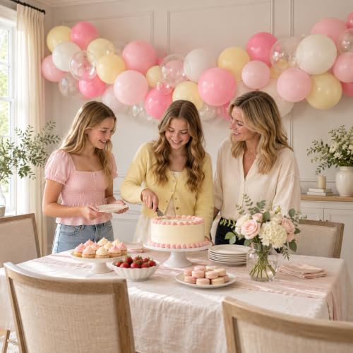 Pink and Yellow Balloons, 12 Inch Pastel Balloon for Bridal Baby Shower - color: Pink Yellow