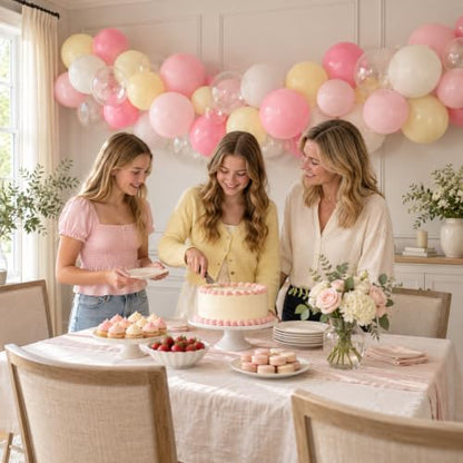 Pink and Yellow Balloons, 12 Inch Pastel Balloon for Bridal Baby Shower - color: Pink Yellow