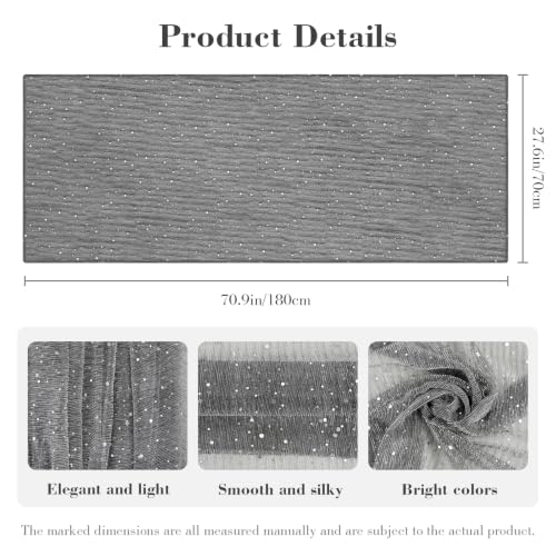 Sequin Scarf for Women Lightweight Mesh Shawl Wrap Bandana Hijab Headscarf for Summer Evening Dress - color: Darkgrey