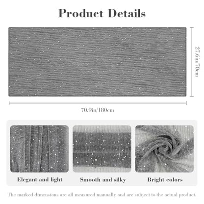 Sequin Scarf for Women Lightweight Mesh Shawl Wrap Bandana Hijab Headscarf for Summer Evening Dress - color: Darkgrey