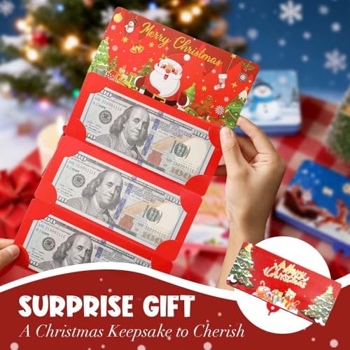 Christmas Cash Gift Envelopes, 2026 New Year's Eve cash gift envelope with 10 Slots, Surprise Card Holder for Xmas, DIY Holiday Money Gift Card for Money Holder for Family & Friends, Blue - color: Blue