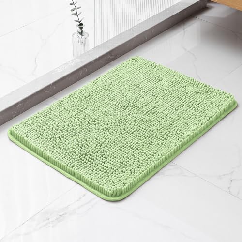 Seafoam Green Bathroom Rugs 17"x24" - Plush Chenille Non-Slip Bath Mat - Absorbent, Washable, Soft and Thick Decor for Shower, Sink, Kitchen, Tub, Home Accessories - color: Seafoam Green, size: 17"x24"