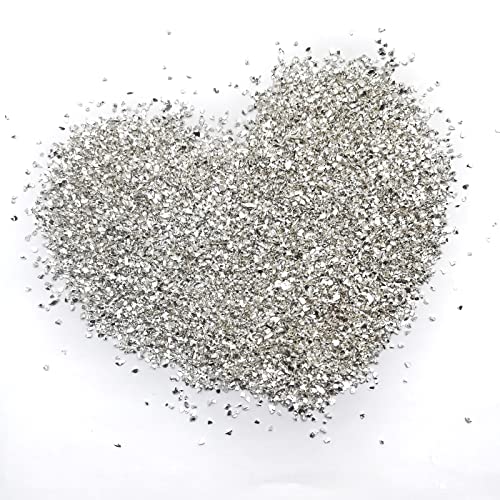 1 lb Crushed Glass Glitter for Crafts, DIY Nail Art, Vase fillers for Centerpieces Table Scatter, Irregular Chips, Wedding Decoration, Home Decor (Silver) - color: Silver