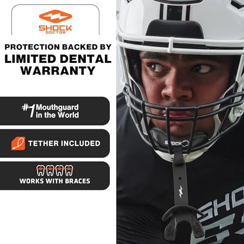 Shock Doctor Bolt Lipguard, Adult Mouth Guard Football with Strap. Mouthguard One Size Fits All - color: Slime