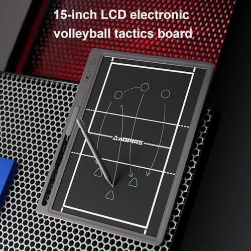 Electronic Volleyball Coaching Board, 15 Inch LCD Volleyball Tactical Board, Clipboard for Coaches, Strategy Board with Stylus and Storage Bag, Training Equipment, for Competition Training