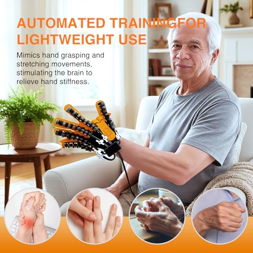 Hand Rehabilitation Equipment, Therapy Gloves for Stroke Hand Recovery Device, Robotic Rehab Glove for Finger Training, Adjustable Strength Hands Exerciser - size: Right-XL