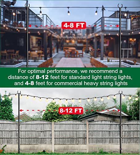 10ft String Light Poles for Deck Fence, Light Poles for Outdoor String Light, Perfect for Garden, Backyard, and Patio Lighting Stand for Parties, Wedding - Matte Black Finish - 2 Pack - style: 2 Pole for Deck Fence