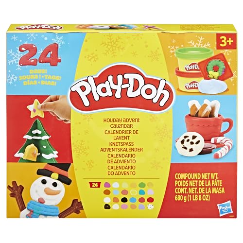 Play-Doh Holiday Advent Calendar for Kids 3 and Up, 24 Day Countdown, Multiple Surprise Gifts Behind Each Door, Arts & Crafts