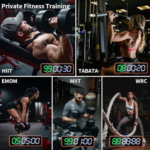Portable Gym Timer with Strong Magnet for Home Gym, Interval Timer with Battery Supply, Workout Clock with Stopwatch, Count up/Down,Custom Interval for Fitness/Home/Boxing