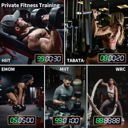 Portable Gym Timer with Strong Magnet for Home Gym, Interval Timer with Battery Supply, Workout Clock with Stopwatch, Count up/Down,Custom Interval for Fitness/Home/Boxing