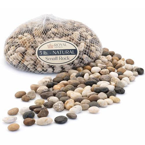 Royal Imports River Rocks, Aquarium Gravel – Natural 0.5"- 0.75" - 5 lbs | Decorative Ornamental Vase Filler Pebbles for Potted Plants, Terrariums, Vases, Succulents, Fish Tank Gravel, DIY & Crafting - size: Small - 5 lbs, style: Natural