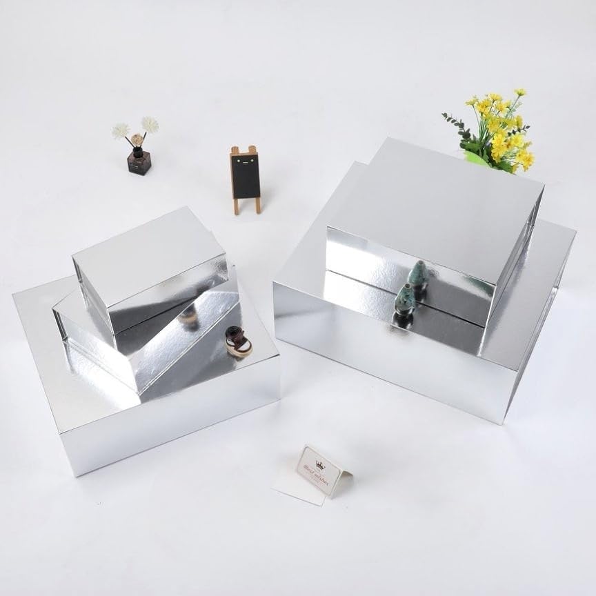 UoeRing 2 Pcs Silvery Gift Box Large 11.5x8x4 Inch with Magnetic Lid | Collapsible Luxury Present Box,for Birthday,Christmas Holiday Gift Includes Card,Ribbon,Tissue Paper & Shredded Filler - color: 13.5x11.8x4.7 Inch-SilveryPack of 2
