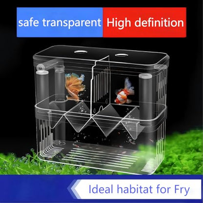 Aquarium Fish Breeder Box Hatchery Incubator,Multi-Functional Acrylic Breeder Isolation Box Hatching Incubator Box for Fish Fry Shrimp Little Turtle Betta Fish - size: L