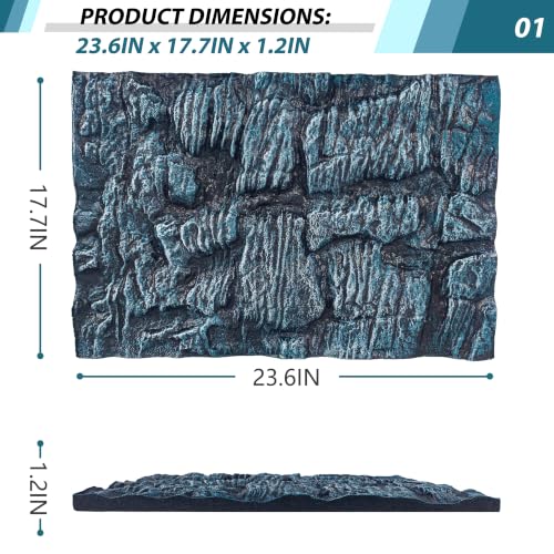 23.6x17.7in Rock Terrarium Background,3D Reptile Tank Background Board,Amphibian Stereo Backdrop Wall,Lizard Snake Gecko Spider Turtle Fish pet silo Background Decorative Panel(Blue) - color: Blue-23.6"* 11.8"（1pcs）