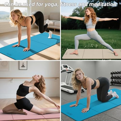 Foldable Yoga Mat 75"x31.5"x0.24" - Extra Large Lightweight TPE Exercise Mat, Double Non-Slip for Pilates, Home Workouts & Outdoor Use - color: Coffee-black