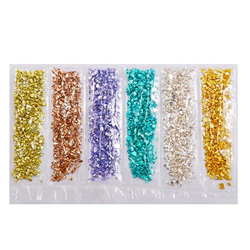 Nail 3D Crushed Stone Colorful Irregular Rock Crystal Glass DIY Piece Gemstones Nail Art Crafts Decoration - color: 6Grids Rock Stone02