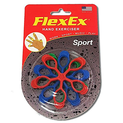 FlexEx® SPORT Patented Hand Exerciser, Made in USA, Hand Grip Strengthener, for Sport and Music, Law Enforcement Hand Exerciser