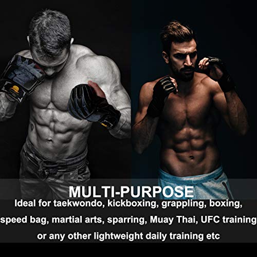 ZooBoo MMA Gloves, Half-Finger Boxing Fight Gloves MMA Mitts with Adjustable Wrist Band UFC Gloves for Sanda Sparring Punching Bag Training (One Size Fits Most) - color: HS-Red