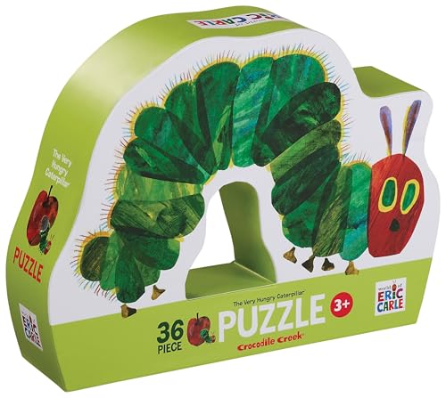 Crocodile Creek Jigsaw Puzzle, 36 Piece for Kids 3 Years and Up, Heavy-Duty Shaped Box for Storage, Finished Puzzle Size 18 x 24 inches, The Very Hungry Caterpillar - color: Hungry Caterpillar