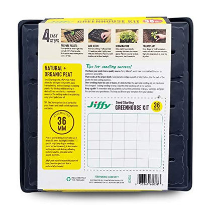 Jiffy Seed Starting Tray Kit, 36 Cell 36mm Peat Pellets with Bonus SUPERthrive - style: 1 Greenhouse Kit