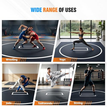 Wrestling Mat, 3cm Thick Foldable Gym Mat with Competition Circle Mark for BJJ Jiu Jitsu MMA Taekwondo Martial Arts - size: 10ft x 6.5ft x 1.25inch