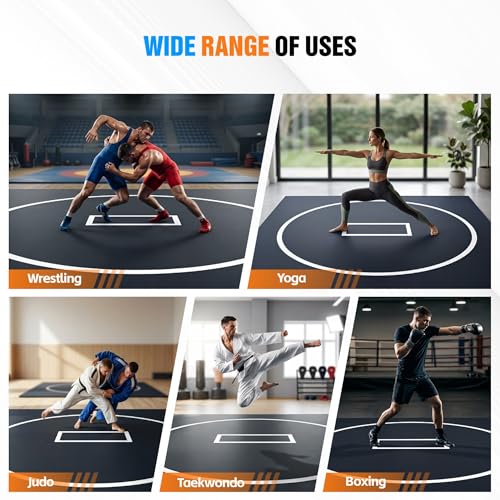 10' x 10' / 10' x 6.5' Martial Arts Mat, Foldable Wrestling & Grappling Mat with Thick XPE Foam, Non-Slip Home Gym Training Mat for BJJ, MMA, Judo & Fitness - size: 10ft*5ft