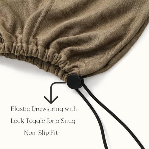 Women's Adjustable Elastic Drawstring Hijab Undercap, Soft Stretchy Jersey Underscarf Hijab Liner Hat - color: Khaki