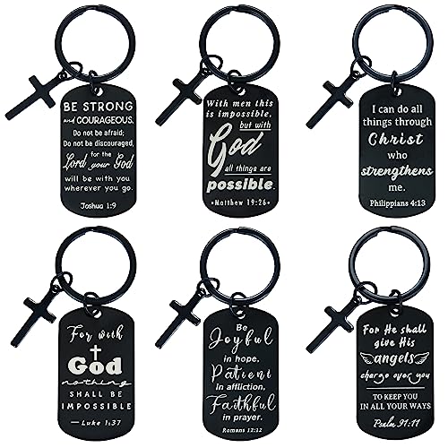 kilofly Christian Inspirational Bible Verse Keychain Gift Cross Charm - style: Faith-black-6