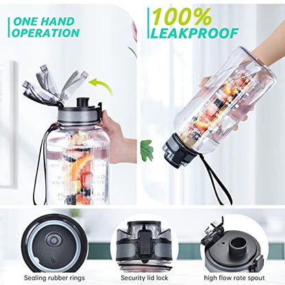 UTEBIT Fruit Infuser Water Bottle - 68 OZ Leakproof Plastic Infusion Bottle With Straw for Gym, Camping, Travel, Outdoor - style: 68OZ