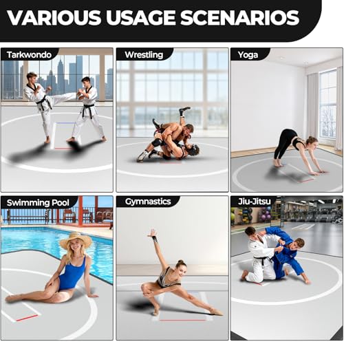 FAHKNS Inflatable Wrestling Mat for Home,10x10FT 4" Thick Jiu Jitsu Mats,Waterproof PVC Mat for Yoga,Gymnastics,BJJ, MMA,Grappling,Judo,Boxing,Martial Art