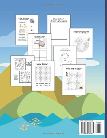 Islamic activity book for kids, bumper puzzle book for ages 4-8: Puzzle book for muslim children, learning and fun activities, quiz, colour, math and ... included at back for completing the puzzles