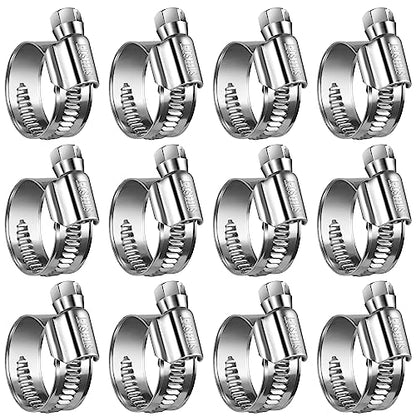 Non-Slip Stainless Steel Worm Gear Hose Clamps 5/8 to 1"(16-25mm) | SAE Size 8, 5/16"Hex Head, Soft Hose Protection, Adjustable for Automotive, Fuel Line, Garden, Heater, Radiator, 12Pack - size: SAE#8(5/8 To 1)