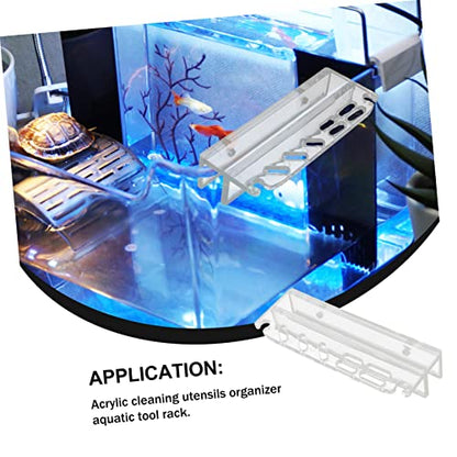 Happyyami Fish Tank Tool Holder Stand Acrylic Storage Rack for Aquarium Scissors and Tweezers Easy to Install Organizer for Efficient Tool Management