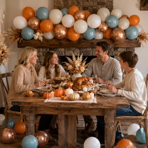 Orange and Blue Balloons, 12 Inch Burnt Orange Dusty Blue Copper Balloon - color: Orange Blue Gold