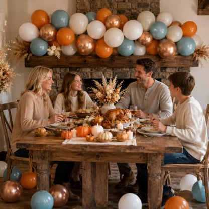 Orange and Blue Balloons, 12 Inch Burnt Orange Dusty Blue Copper Balloon - color: Orange Blue Gold
