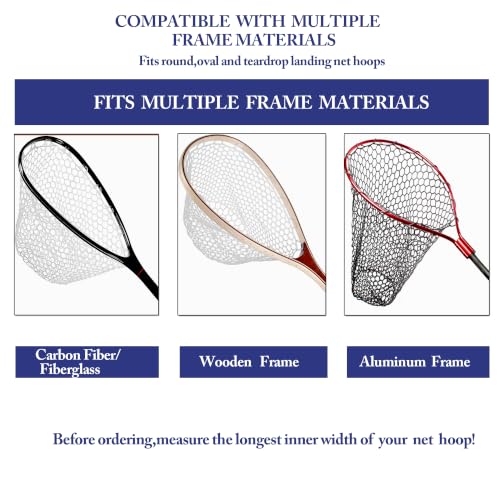 Rubber Fishing Net Replacement Hook Resist Net for Fly Fish Landing Net - color: Black, size: M:Fits Hoop15.7" - 17"|Net Dia. 15.7"|/Depth 17"