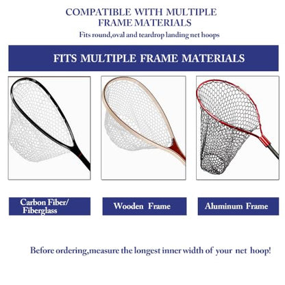 Rubber Fishing Net Replacement Hook Resist Net for Fly Fish Landing Net - color: White, size: XL:Fits Hoop 23.6"-25"|Net Dia.23.6"|Depth:18"