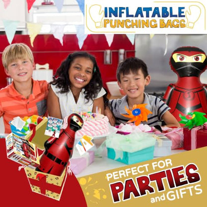 INFLATABLE DUDES Red Ninja Toy 47” - Kids Punching Bag | Sand-Base | Bop Bag, Pre-filled with Sand, Inflatable Toy, Punching Bag for Kids, Enhanced Bounce-Back Action, Indoor/Outdoor - color: Red Samurai Standard Ninja | Pre-filled with Sand
