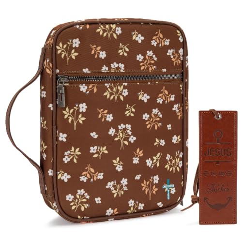 Montana West Bible Cover for Women Men with Leather Bookmark Book Carrying Cases Church Bag for Outdoor Protective MWC-126-2CF - color: Coffee Floral Print