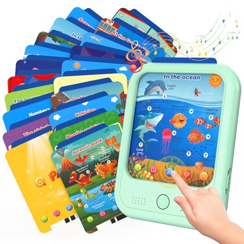 Kids Educational Learning Tablet Toy-Educational Tablet Toy to Interactive Learn Alphabets,Colors,Number,Foods,Jurassic Park,Animals,Learning Toys for Toddlers 2-6 Years Old,Gifts for Boys Girl - color: Green
