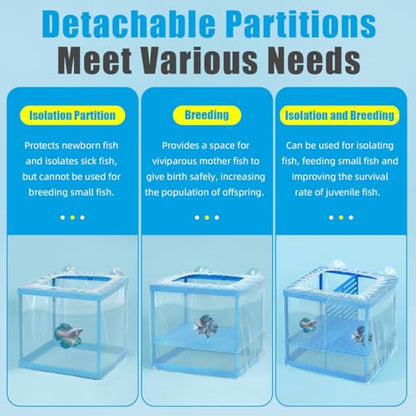 AQUANEAT Fish Tank Breeder Large Mesh Net Fry Saver Aquarium Spawn Hatchery Isolation with Suction Cups Hatchery Incubator for Shrimp Betta - size: Large