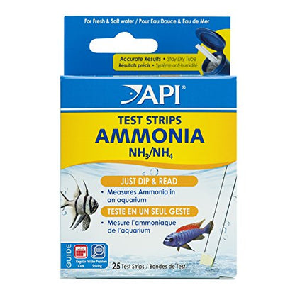 API AMMONIA TEST STRIPS Freshwater and Saltwater Aquarium Water Test Strips 25-Test Box - style: Aquarium Water Testing